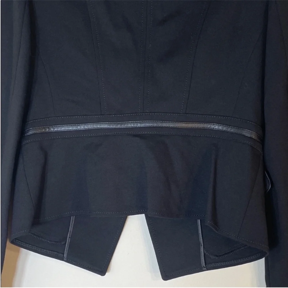 White House Black Market Ponte Black Military Jacket with Leather Pipping. 4.NWT - Picture 12 of 13